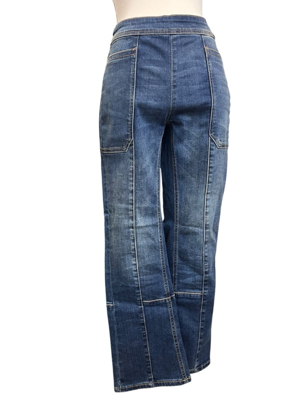 Pilcro Anthropologie Patchwork Jeans Wide Leg Cropped Denim 26 - Picture 2 of 10